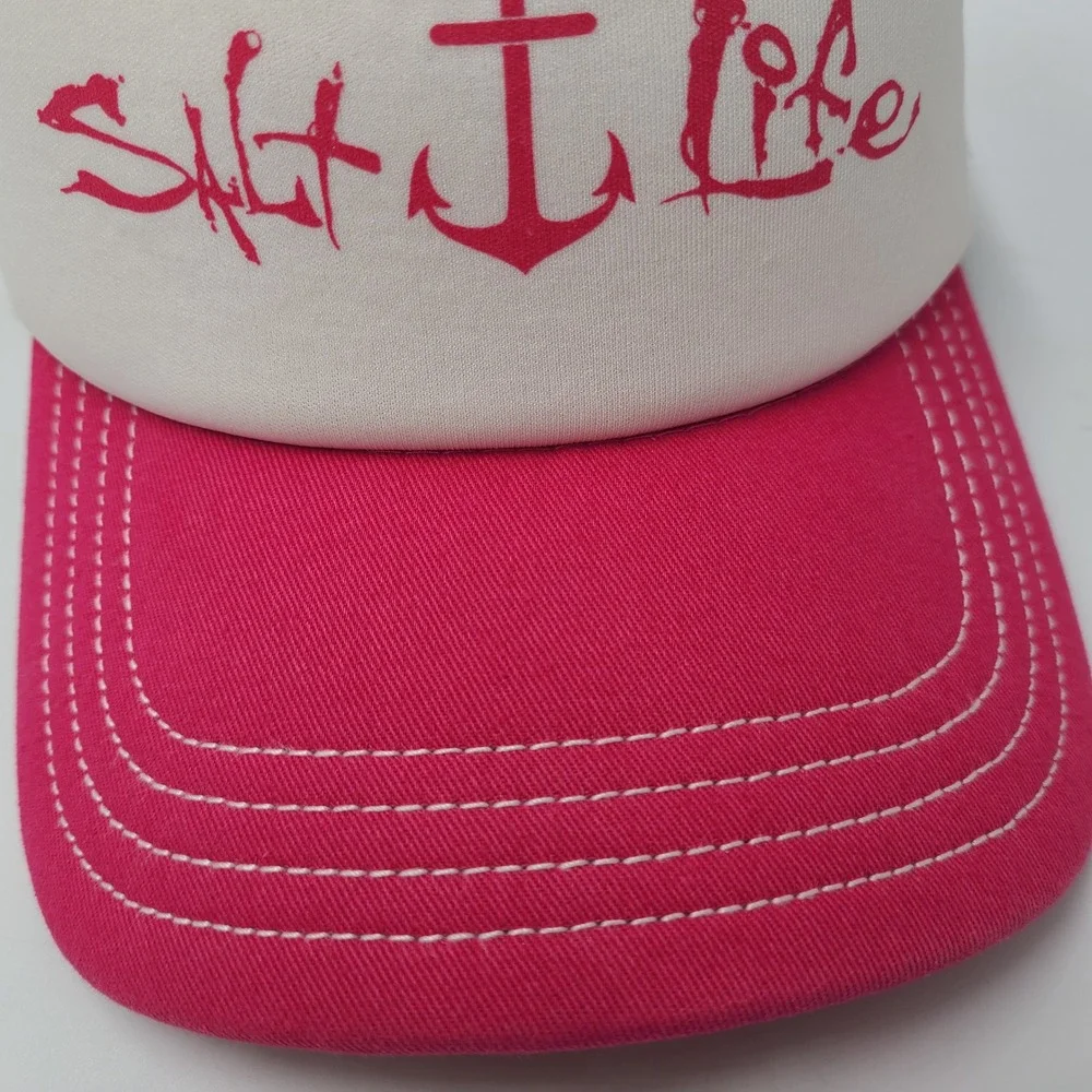 Women Salt Life Hat‎ Snapback Trucker Mesh Pink White Gray Anchor Beach Stripes